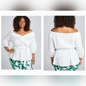 Lane Bryant x Beauticurve Off Shoulder Poplin Tunic Blouse